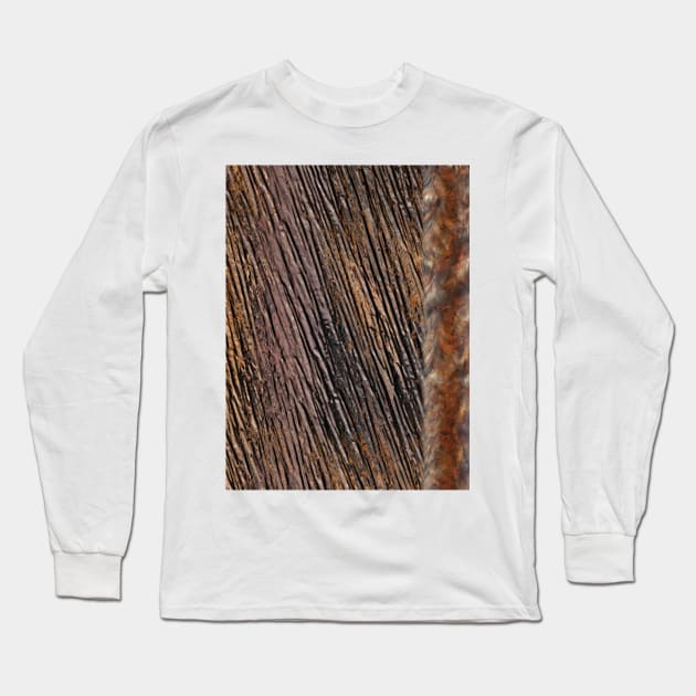 modern pattern in shades of brown and beige with a decorative vertical band Long Sleeve T-Shirt by Hujer
